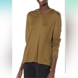Theory olive green long sleeve hoodie top size S
